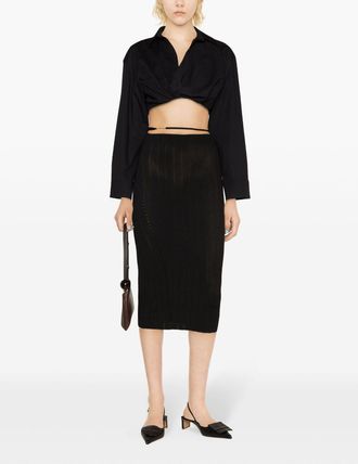 Jacquemus Womens Lamb Leather Midi Skirt - Black - Size EU 38 (Womens)