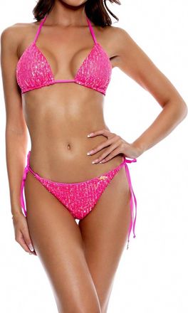 Luli Fama Sequin Triangle Top In Pink