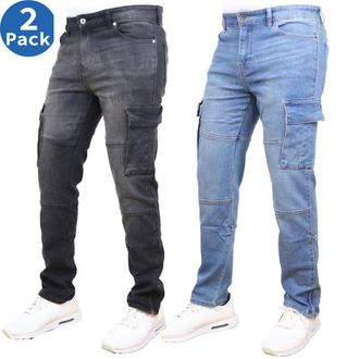 Blue Ice Mens Stretch Cargo Pocket Jeans-2 Pack