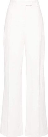 Ferragamo chambray straight trousers - women - Viscose/Cotton/Linen/Flax - 40 - White