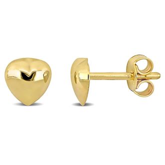 Amour Heart Stud Earrings in 14k Yellow Gold