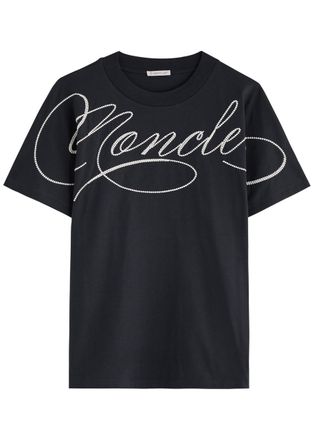 Moncler Logo-embroidered Cotton T-shirt - Navy - XS (UK 8 / XS)