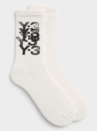 Yohji Yamamoto Mens Stamped logo ribbed socks