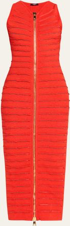Balmain Sleeveless Cutout Zip Halter Maxi Dress