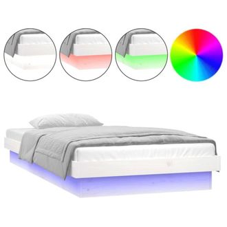 Berkfield Home LED Bed Frame without Mattress White Single Solid Wood