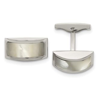 Diamond2Deal Stainless Steel Polished Cats Eye Cufflinks