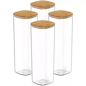 Ou Clear Stackable Airtight Food Storage Container Set with Wood Lid 8 Piece at Nordstrom
