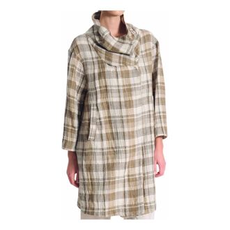 Transit Par-Such Double-Breasted Coats, female, Beige, Size: XL Relaxed Checked Trench