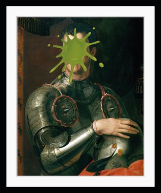 Queence Bild »Caesar mit Farbklecks« Bilder von Männern Gemälde Historische Persönlichkeiten Kunst Mann Ritter HD Premium Poster-Druck inkl. Holzrahmen