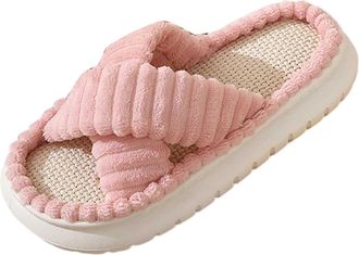 Generic Ladies Slippers Slip On Indoor Winter Warm Home With Embroidery Design For Casual Comfort Thick Sole Anti Slip For Her Cozy Slippers For Women(5)