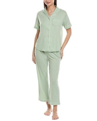 Flora Nikrooz 2pc Knit Notch Collar Capri Pajama Set