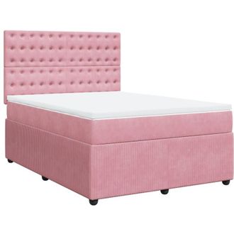 vidaXL Cama Box Spring Con Colch&oacute;n Terciopelo Rosa 140x200 Cm Vidaxl