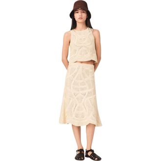 Maje Long crochet skirt in Beige at Nordstrom, Size 40 Eu
