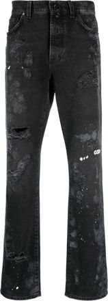 032c Double Shift Painters distressed-finish jeans - men - Cotton/Organic Cotton - 32 - Grey