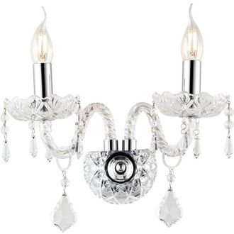 Fan Europe Applique incanto in vetro a due luci con dettagli cromati e cristalli