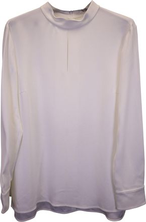 BOSS Boss Mock-Neck Long-Sleeve Top in White Polyester