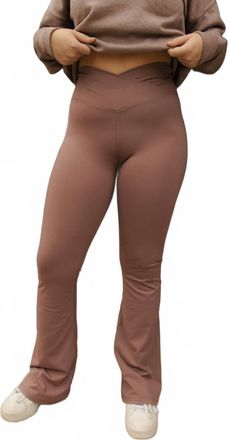 Mono B Venice Crossover Over Waist Lounge Pants In Rose Taupe