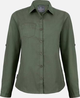Craghoppers Womens Craghoppers Womens/Ladies Kiwi Long-Sleeved Shirt - Dark Cedar Green - Size: 18