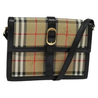 Burberry Pre-owned Cross Body Bags, female, Beige, Size: ONE SIZE Pre-owned Canvas Shoulder Bag