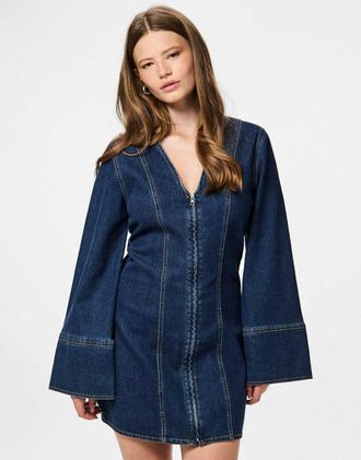 Pieces Vestito in denim blu scuro