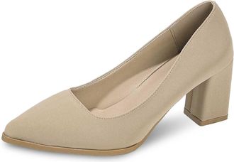 Generic 2026 Womens High Heels Comfortable Breathable Slip On Casual Solid Color for Daily Wear Versatile Fashion Shoes with Round Toe Design (Khaki, 3.5)