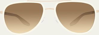 Barton Perreira Mens Cani Zyl and Titanium Aviator Sunglasses