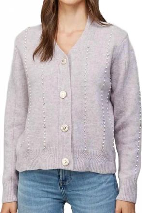 Fate Jewel Button Down Cardigan In Lavender