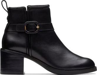 Clarks Zwarte enkellaarsjes - Dames - Laarzen met Hak - Zwart - 41 EU - Leer - Schoenen