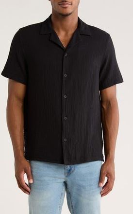 DKNY Tribeca Cotton Camp Shirt in Black at Nordstrom Rack, Size Medium