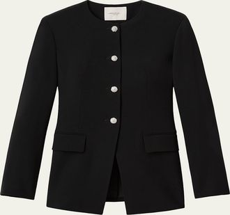 Lafayette 148 New York Rhinestone-Button Finesse Crepe Jacket