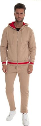 Kiton Logo-Embroidered Katoenen Trainingspak - Heren - Trainingspakken - Beige - XL - Katoen - Fitness