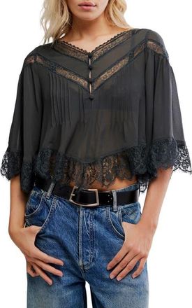 Free People Bali Midnight Rain Lace Trim Top in Unexplored at Nordstrom, Size X-Large