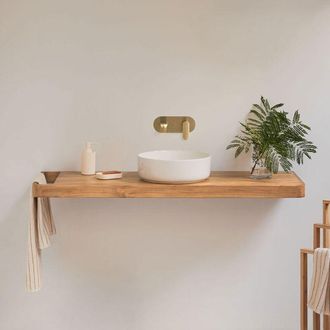 Sklum Conjunto De Mueble De Ba&ntilde;o 130x45 Cm Suspendido En Madera De Teca Neill Sklum