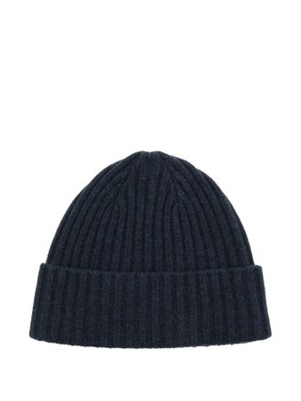 N.Peal Berretto a coste in cashmere - Blu