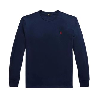 Ralph Lauren Tops, Heren, Blauw, L, Katoen, Klassiek gesneden T-shirt met lange mouwen