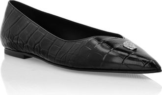 Philipp Plein Asymmetric Ballerina Flats Skull
