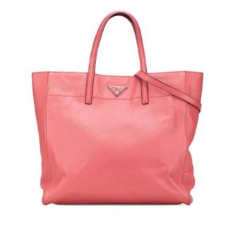 Prada Pre-owned Tote Bags, female, Pink, Size: ONE SIZE Pre-owned Leather Tote Bag