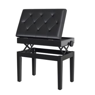 HOMCOM Banqueta Para Piano Banco Para Piano Con Ajustable En Altura De 48 A 58 Cm Espacio De Almacenamiento Patas De Madera Taburete Para Teclado Acolchado N