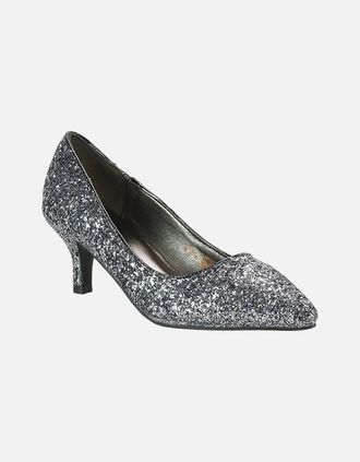 XY London Womens XY London Womens/Ladies Gwyneth Glitter Kitten Heel Court Pumps - Black - Size: 5