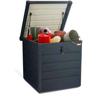 IDMarket Baule contenitore metallico con serratura grigio antracite per giardino 200L