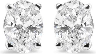 House of Brilliance 14K White Gold 3/4 Ct Oval Shape Lab Grown Diamond Solitaire Stud Earrings at Nordstrom