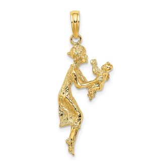 Diamond2Deal 14k Yellow Gold Mother Baby Charm