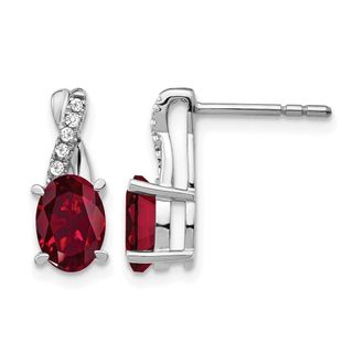 Diamond2Deal 14k White Gold Ruby and Diamond Earrings