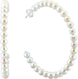 Effy Sterling Silver 4mm Freshwater Pearl Hoop Earrings in White at Nordstrom Rack