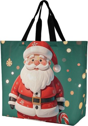 Generic Father Christmas Shoulder Bag Foldable Carry Bag Durable Grocery Bags For Casual Ladies Work