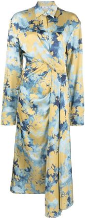 Off-white floral-print wrap shirtdress - women - Viscose - 40 - Blue
