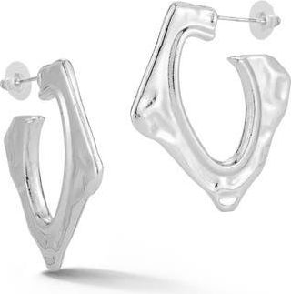 Sphera Milano Molten Square Hoop Earrings in Silver at Nordstrom Rack