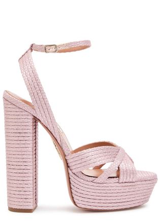 Aquazzura Aquazzura Sundance 140 Ribbed Woven Sandals - Pink - 40 (IT40 / UK7)