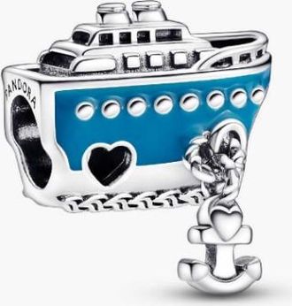 Pandora Cruise Ship Sterling Silver Charm With Blue Enamel