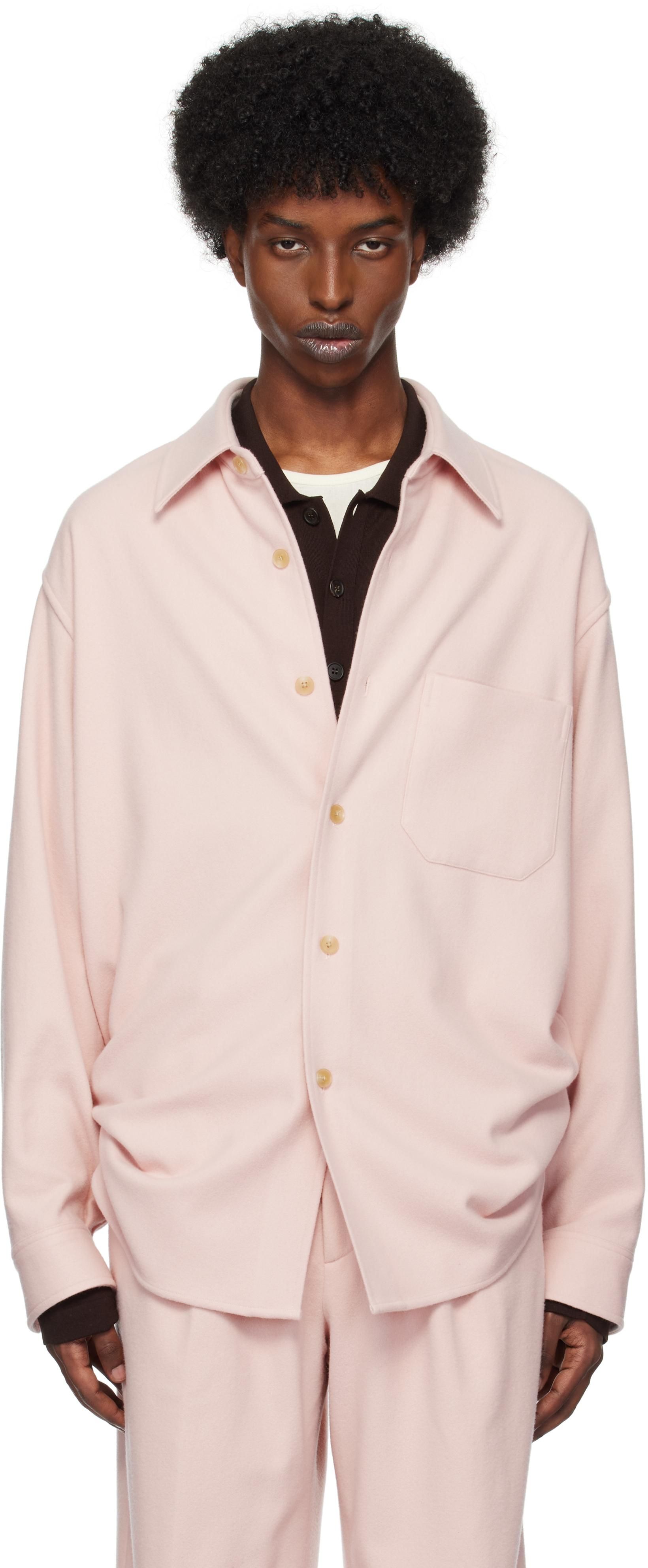トップス AURALEE 25ss sleeved shirt \"LIGHT PINK\" Auralee Washed Finx Typewriter Open Collar Half Sleeved